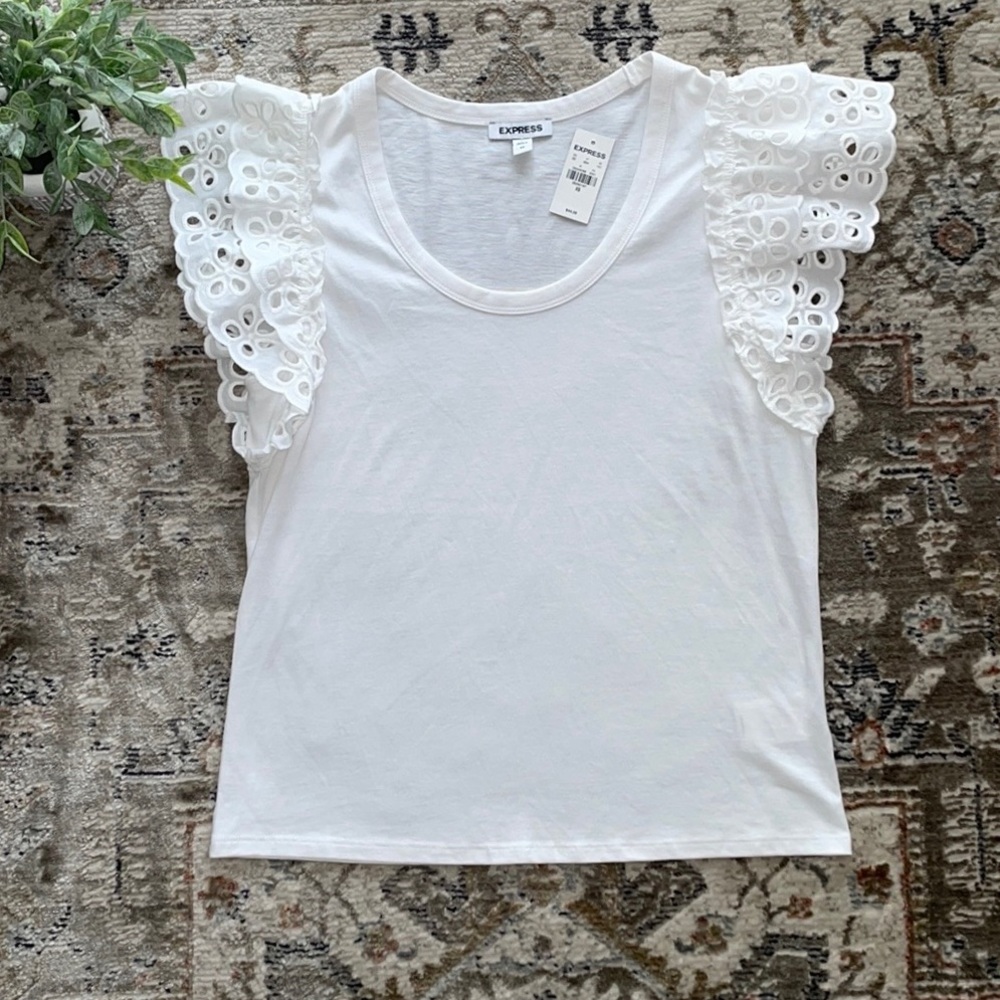 Express White Eyelet Sleeve Top